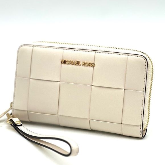 Michael Kors JST LG Flat MF Phone Case Wallet Light Cream - Picture 2 of 9